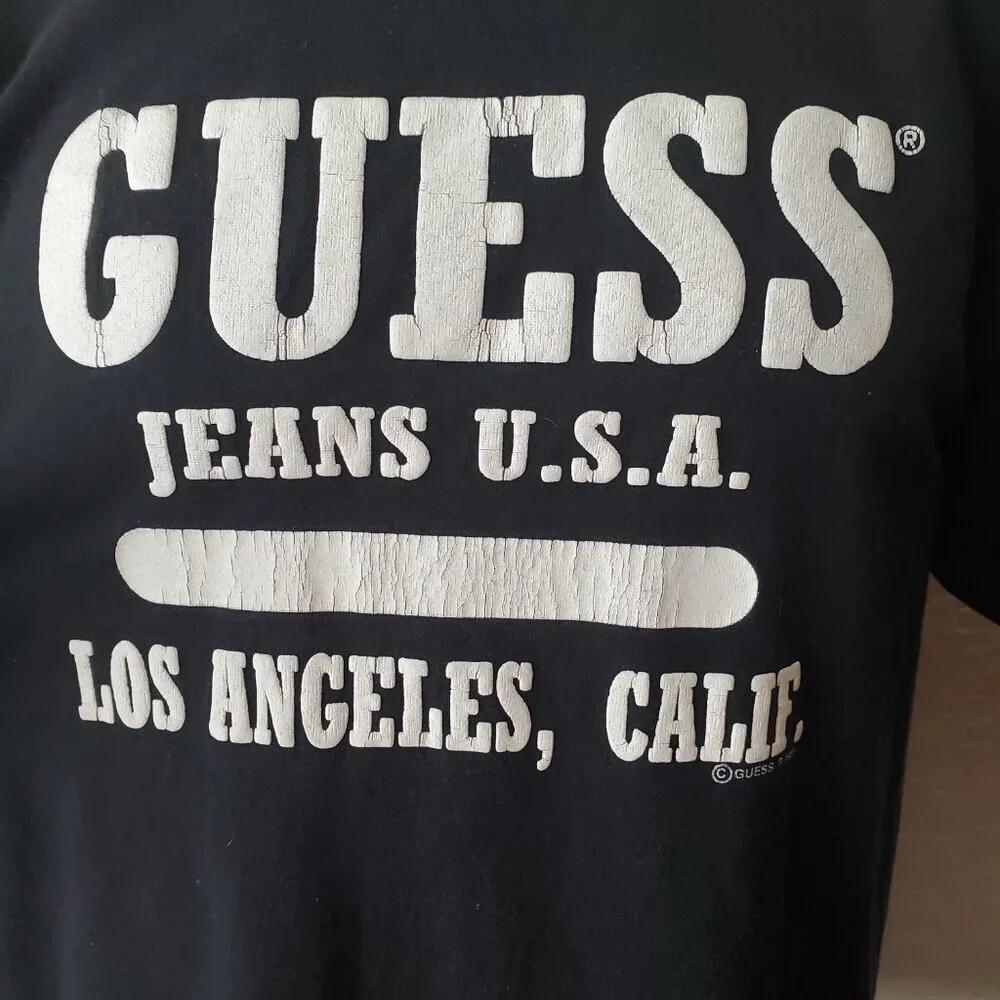 VTG Guess by Georges Marciano Black puffy Logo Tshirt - Picture 2 of 10